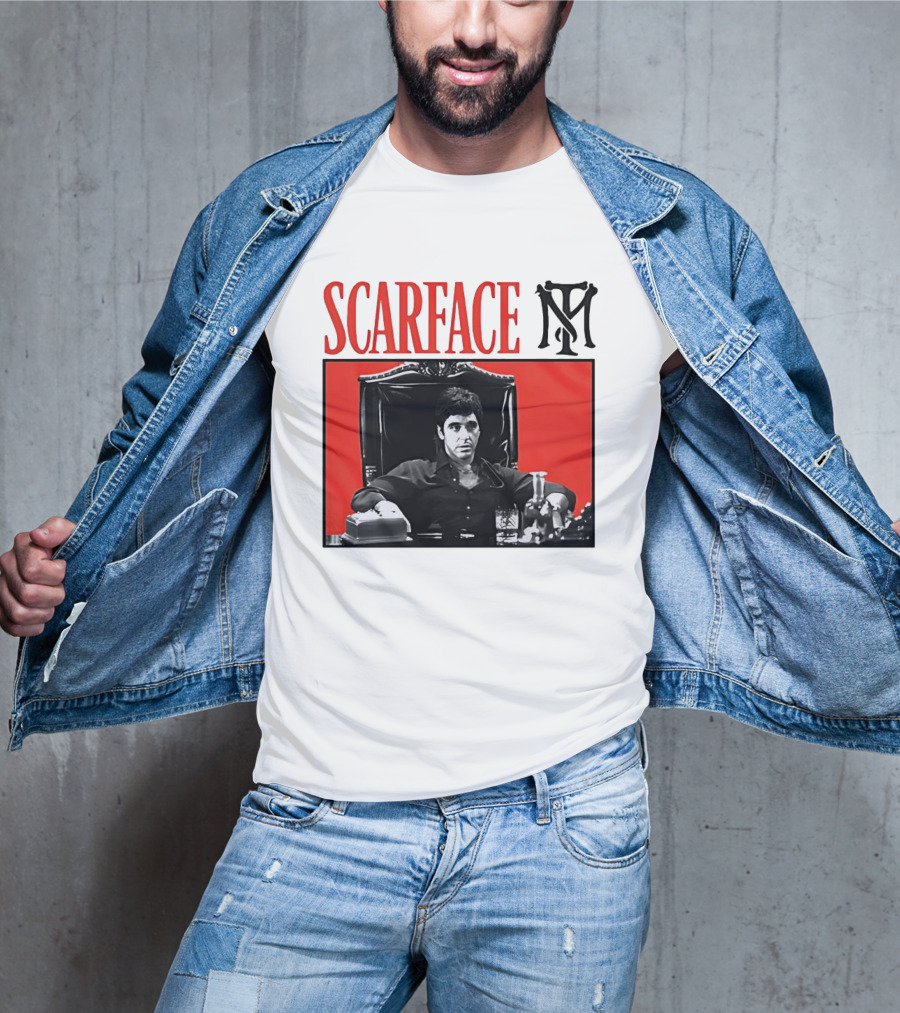 Scarface Tony Montana Al Pacino Iconic Scene Red T-Shirt