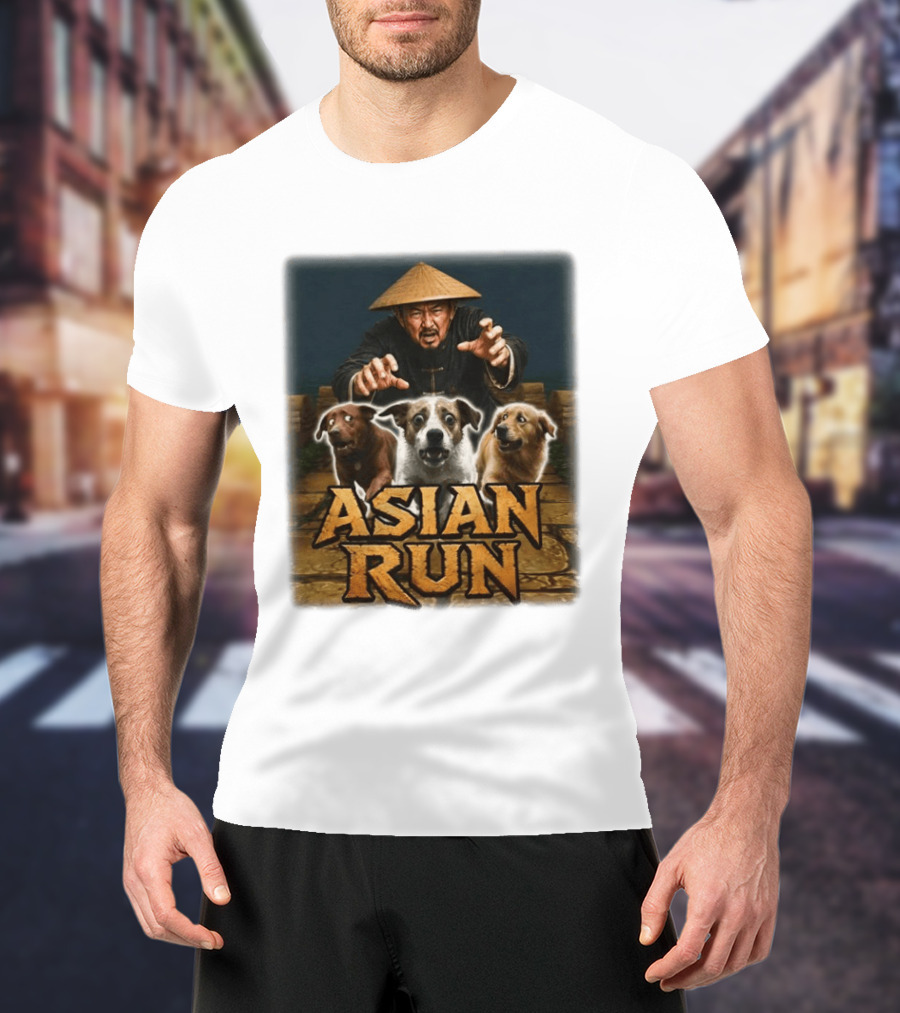 Asian Run Dogs With Traditional Hat Man T-Shirt