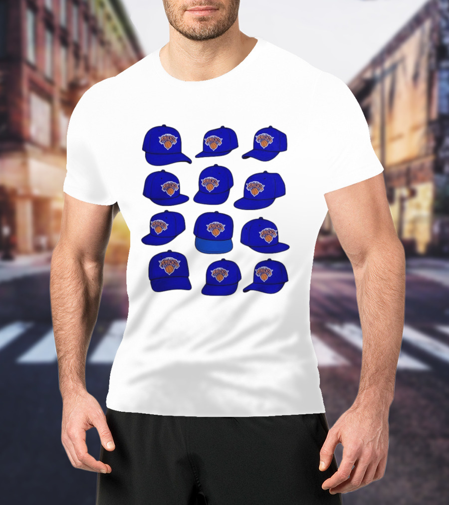 New York Knicks Blue Caps Collection With Iconic Basketball Team T-Shirt