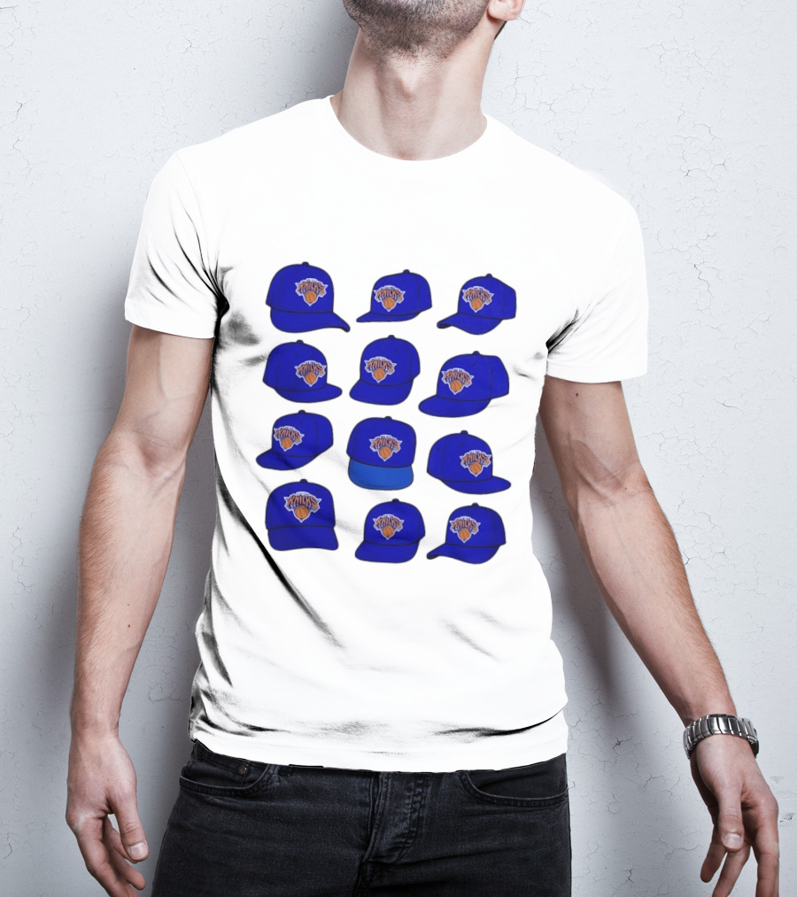 New York Knicks Blue Caps Collection With Iconic Basketball Team T-Shirt