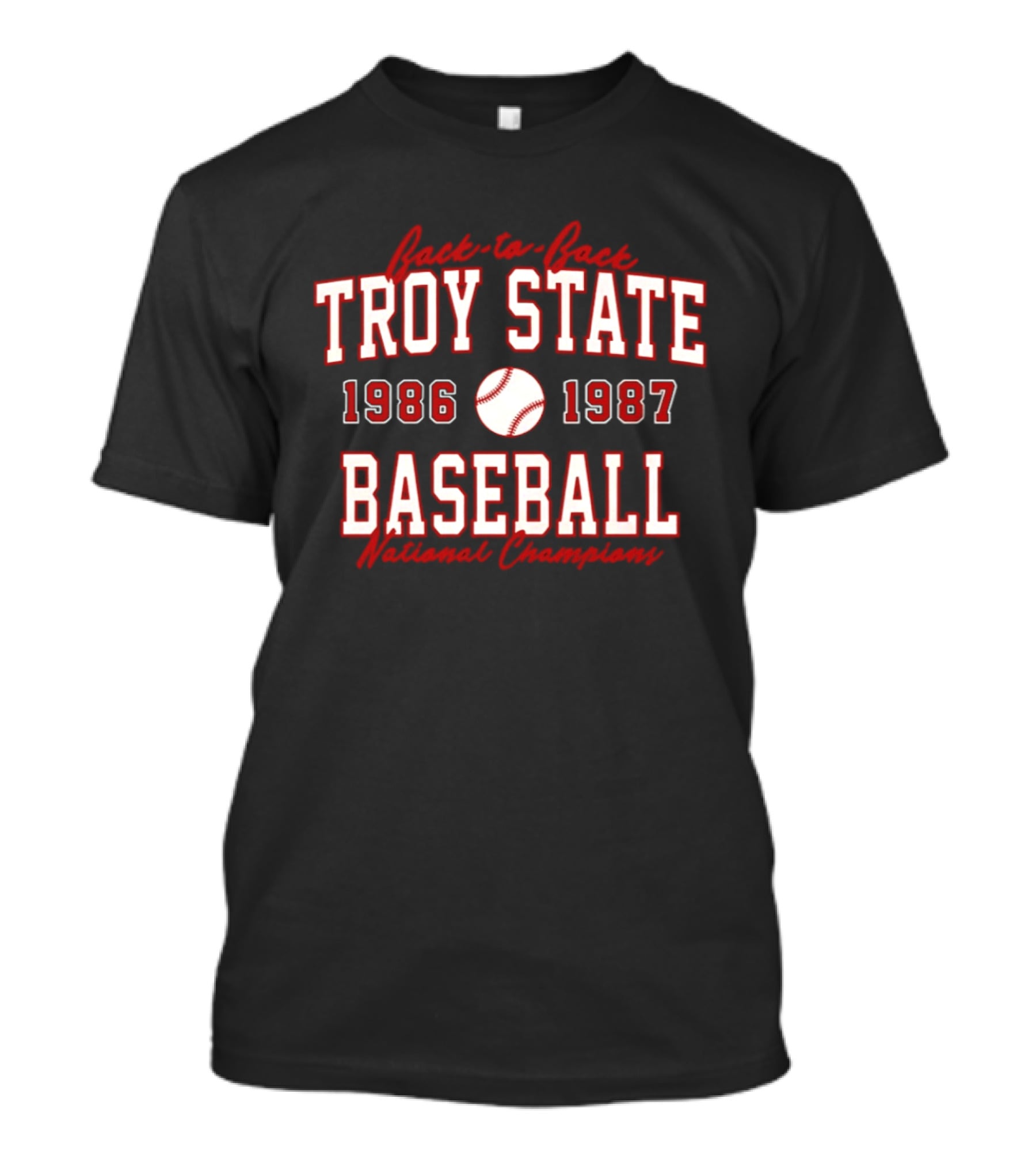 Troy State Baseball 1986 1987 National Champions T-Shirt