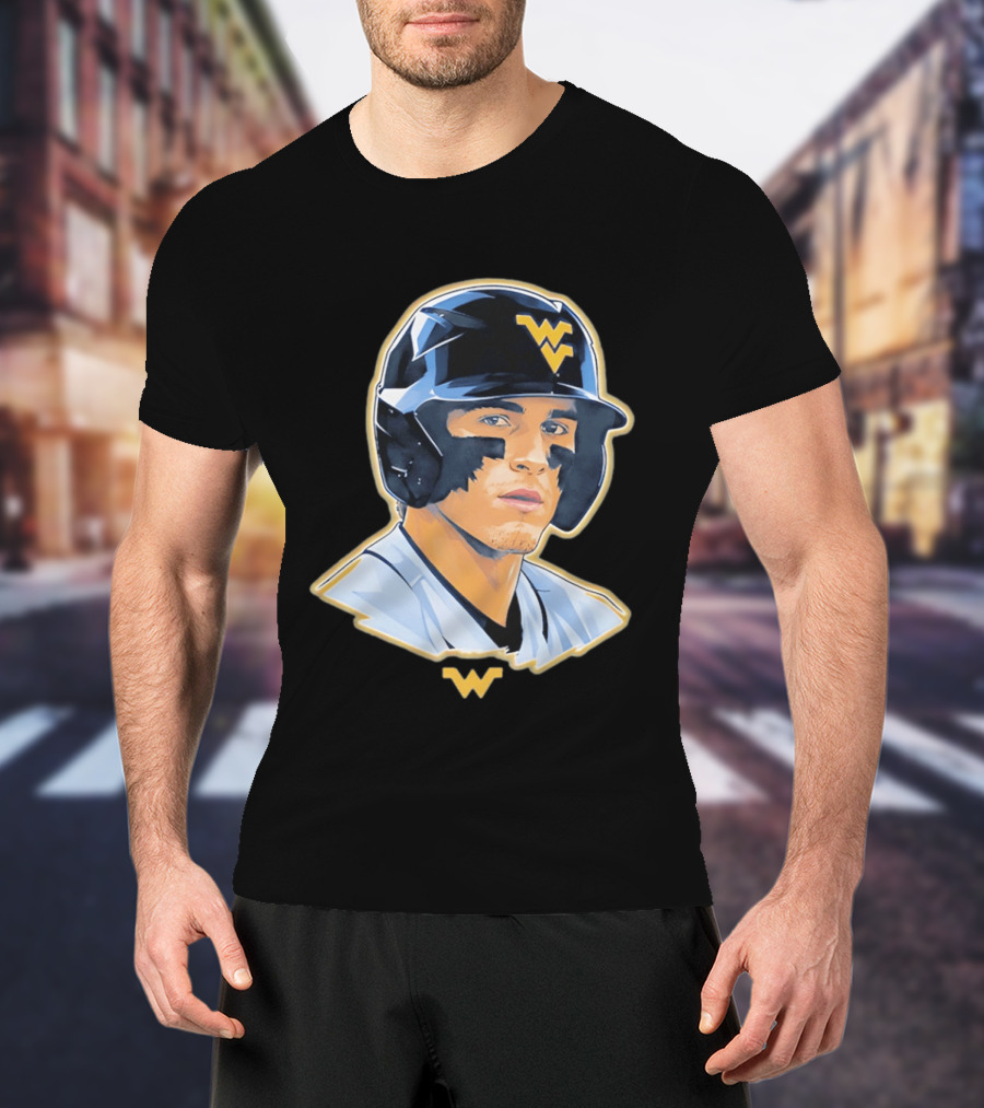 West Virginia Baseball Player Helmet WV T-Shirt