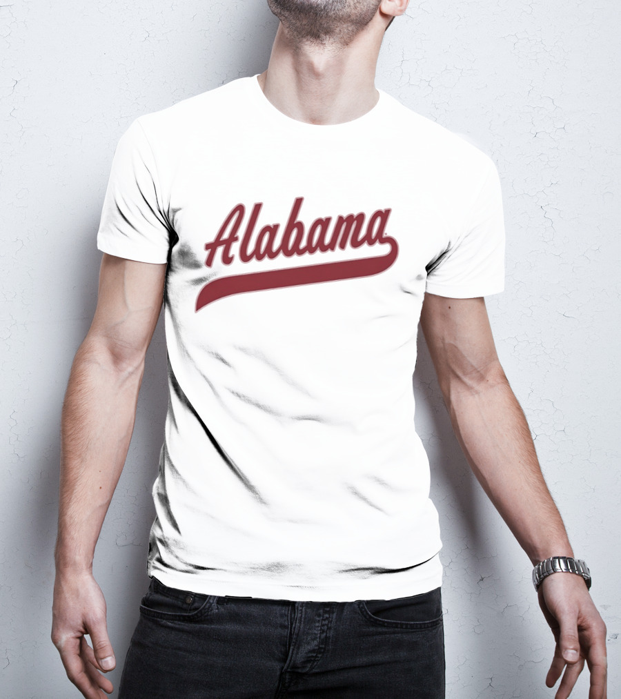 Alabama Baseball Cursive Style Lettering T-Shirt