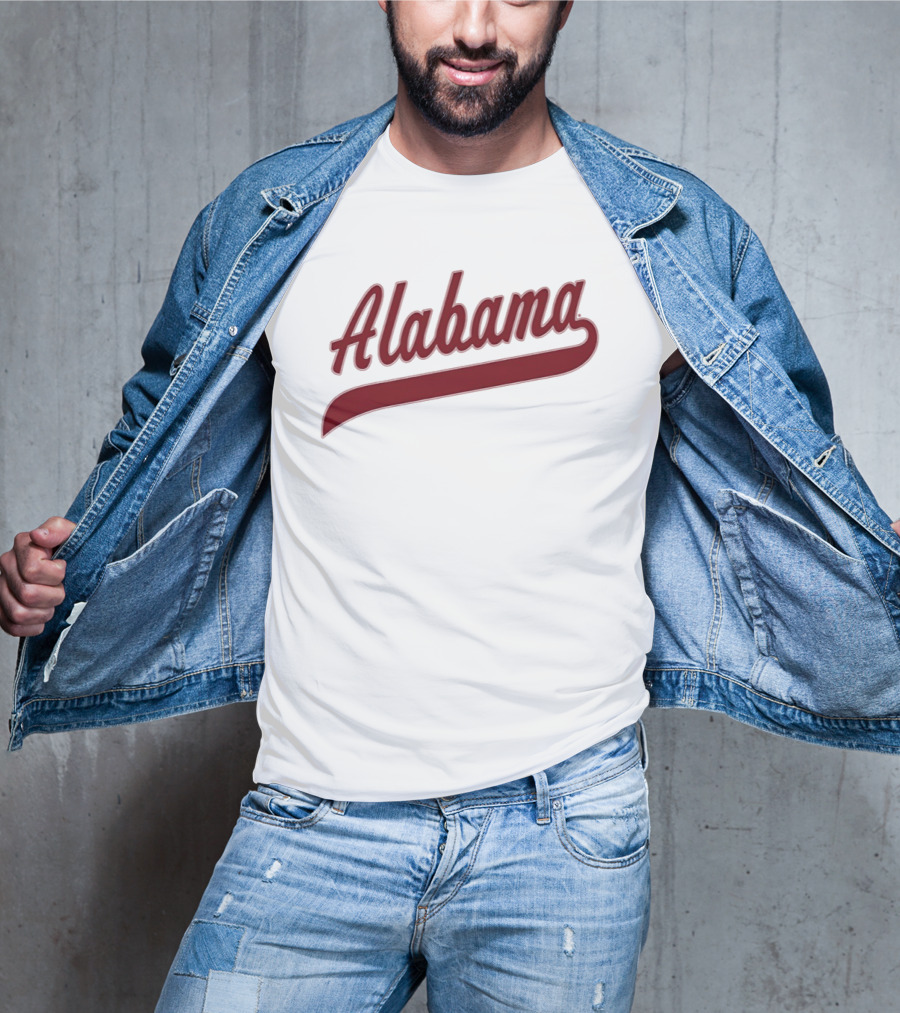 Alabama Baseball Cursive Style Lettering T-Shirt
