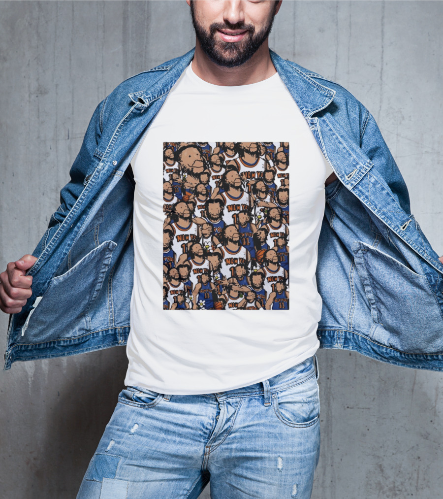 Jalen Brunson New York Knicks Number 11 NEMY Cartoon Collage T-Shirt