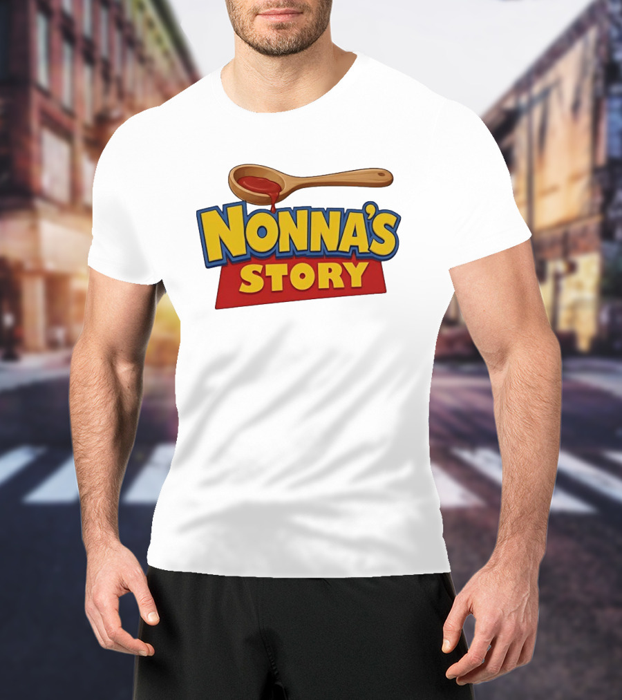 Nonna's Story Wooden Spoon Icon With Red Sauce T-Shirt