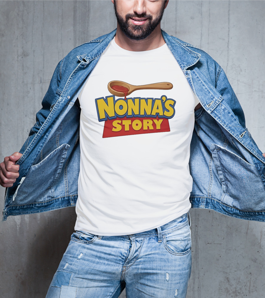 Nonna's Story Wooden Spoon Icon With Red Sauce T-Shirt