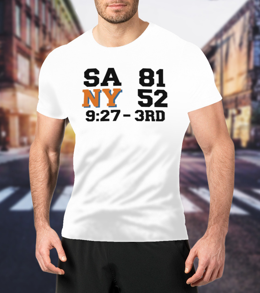 SA 81 NY 52 9:27 3rd Quarter Scoreboard T-Shirt