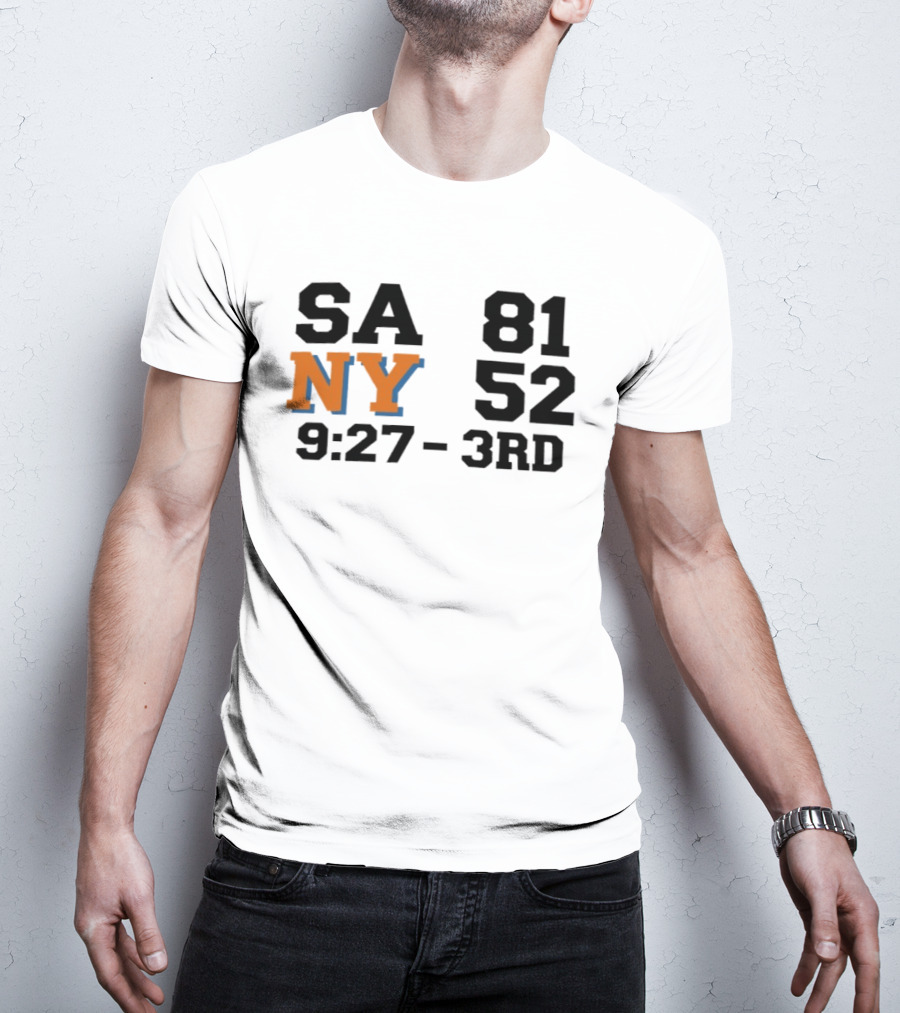 SA 81 NY 52 9:27 3rd Quarter Scoreboard T-Shirt