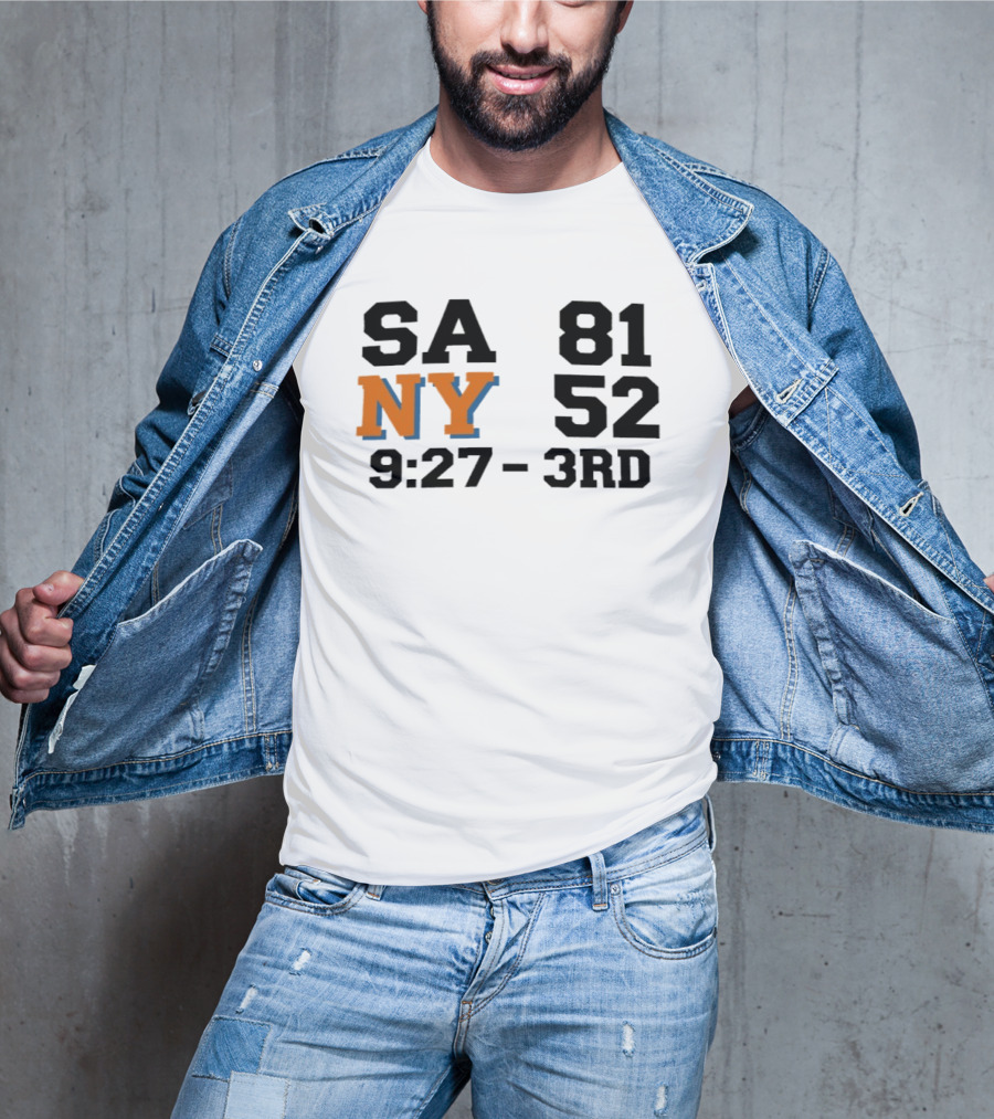 SA 81 NY 52 9:27 3rd Quarter Scoreboard T-Shirt