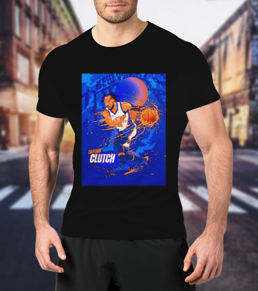New York Knicks Captain Clutch Jalen Brunson Basketball Flames 2026 T-Shirt
