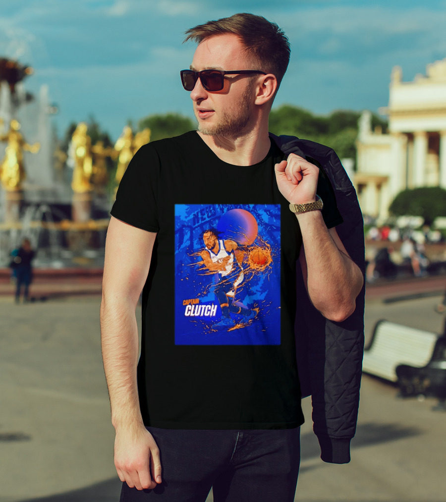 New York Knicks Captain Clutch Jalen Brunson Basketball Flames 2026 T-Shirt