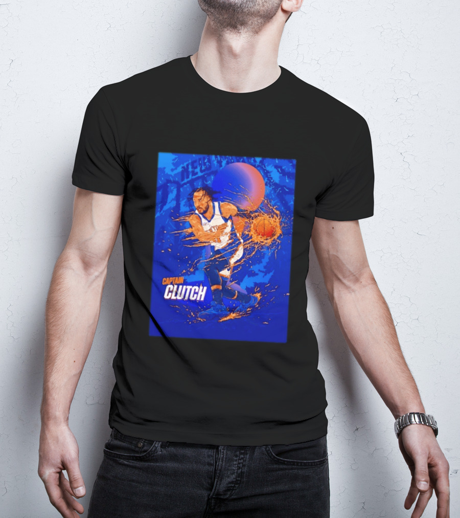 New York Knicks Captain Clutch Jalen Brunson Basketball Flames 2026 T-Shirt
