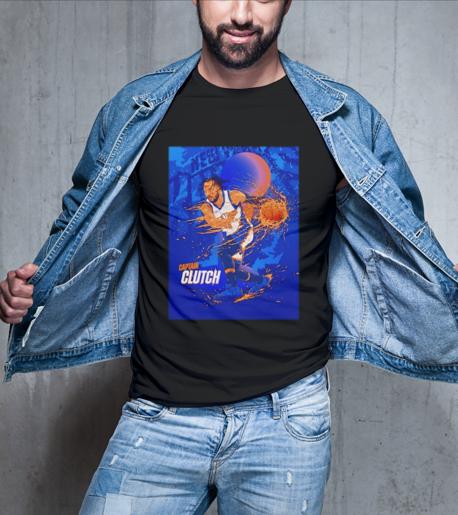 New York Knicks Captain Clutch Jalen Brunson Basketball Flames 2026 T-Shirt