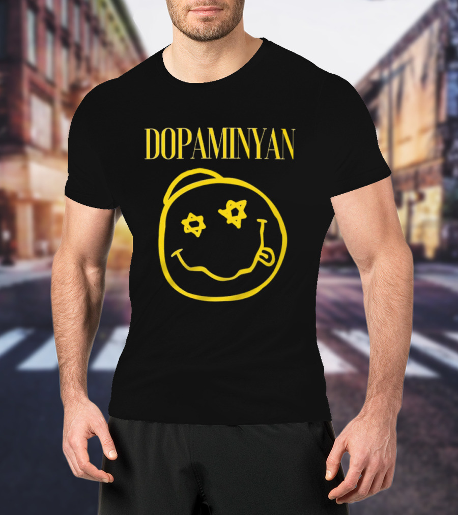 Dopaminyan Star Eyed Smiley Face Yellow T-Shirt