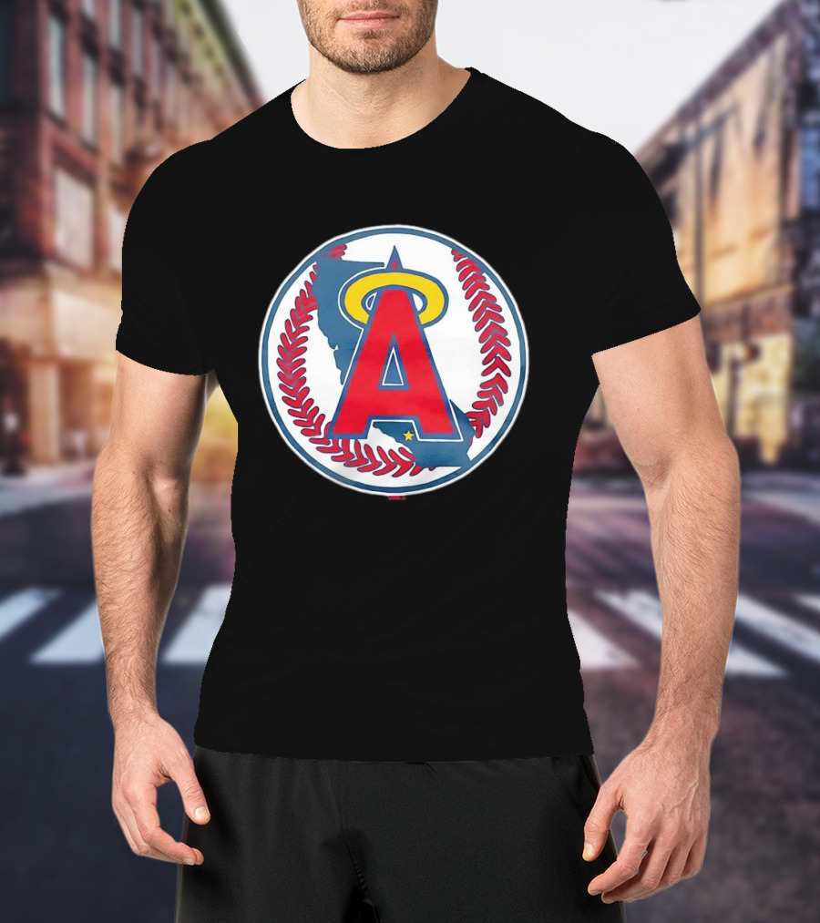 Los Angeles Angels Classic Halo A Baseball Emblem California Map T-Shirt