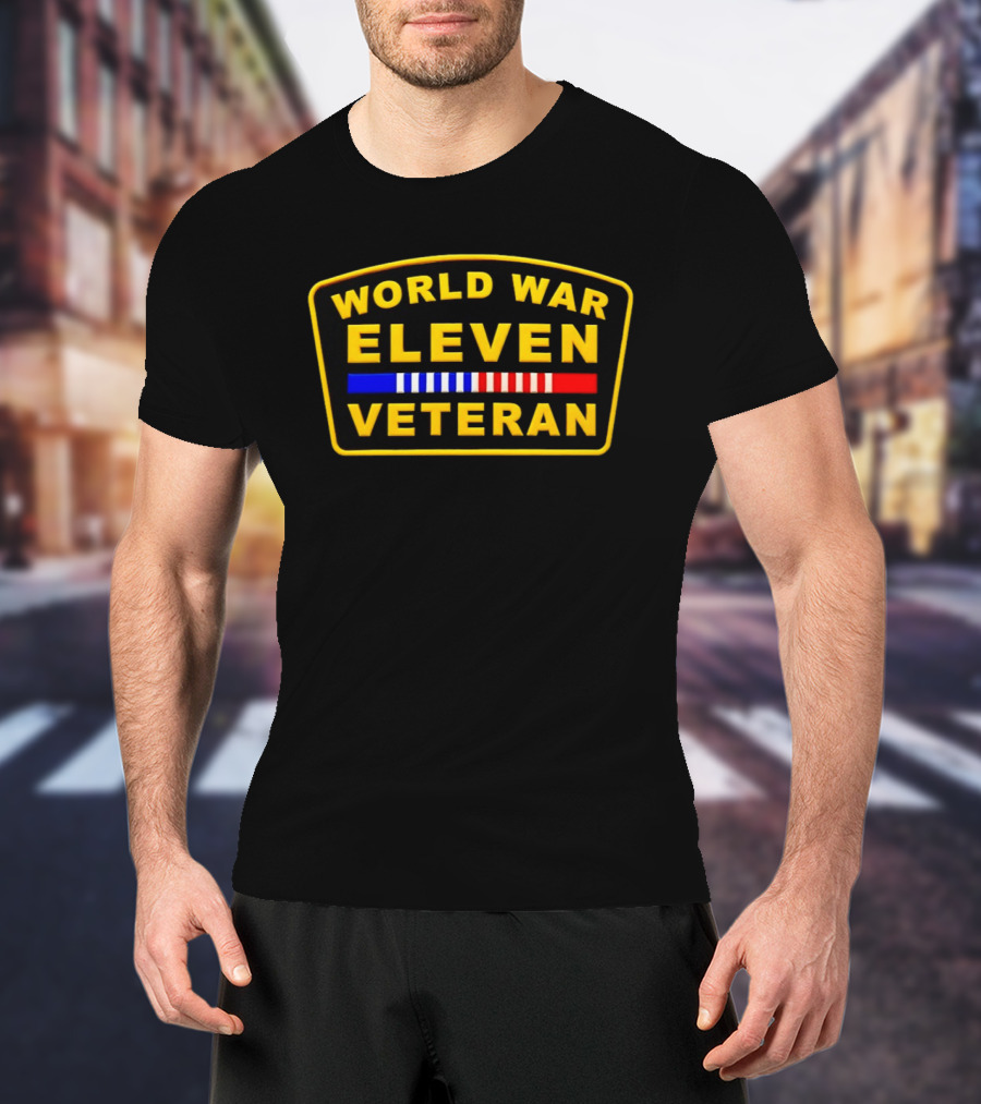 World War Eleven Veteran Patch Style Yellow Black Red Blue T-Shirt