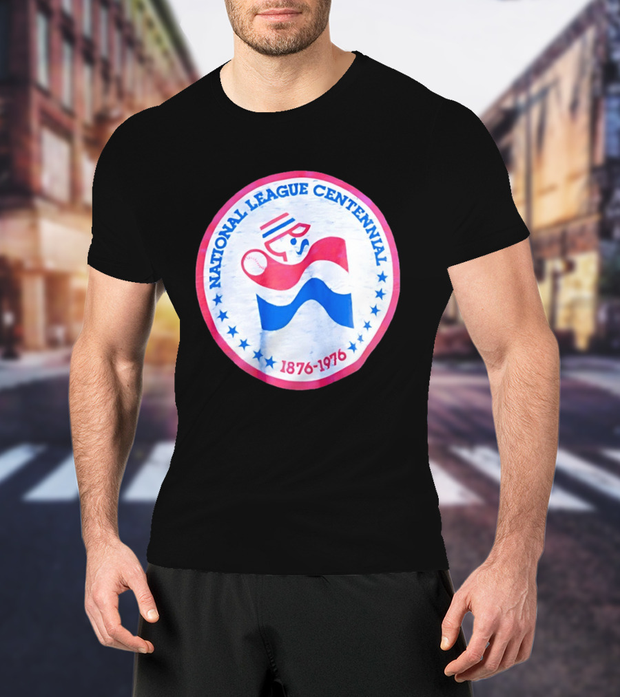 National League Centennial 1876 1976 Baseball Anniversary Retro MLB Bold Blue Red T-Shirt