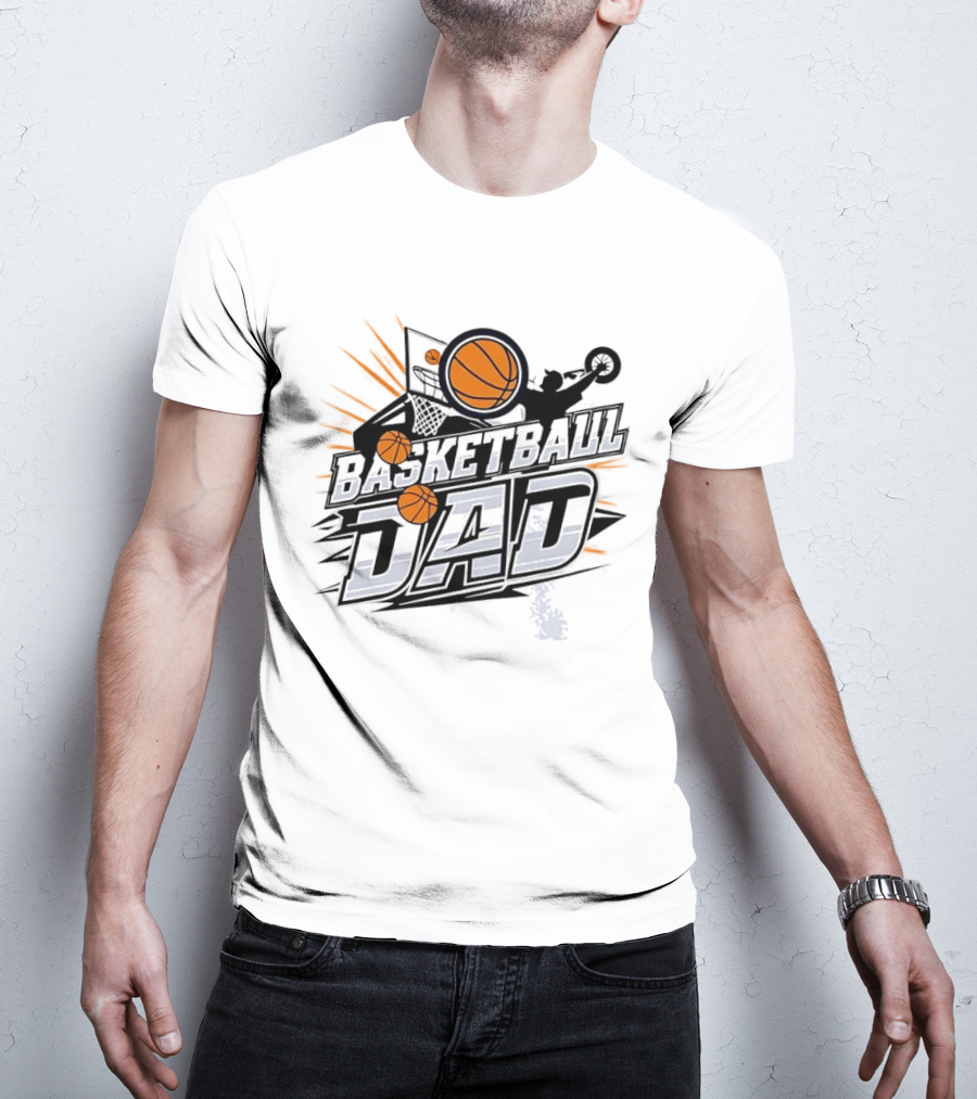 Basketball Dad Flying Ball Action Hoop T-Shirt
