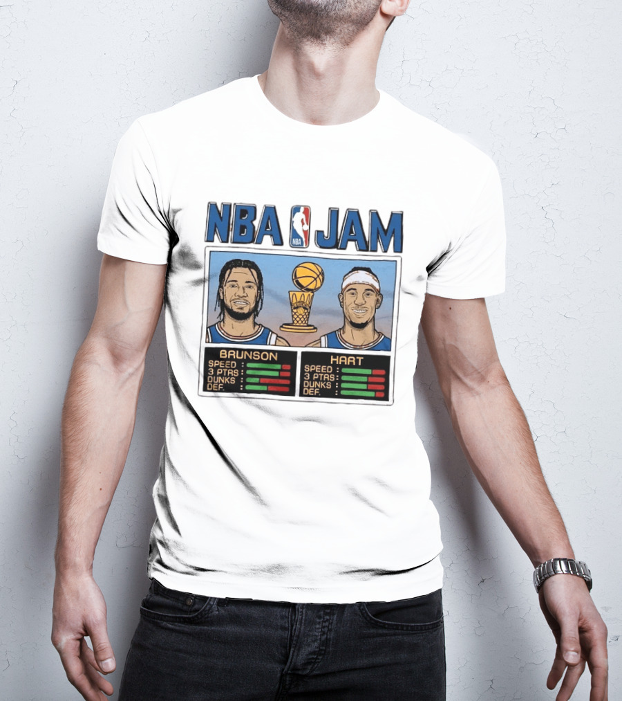 NBA Jam New York Knicks 2026 Champs Brunson Hart Stats T-Shirt