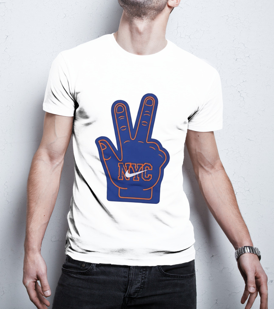 NYC Foam Finger Peace Sign New York Knicks Basketball T-Shirt