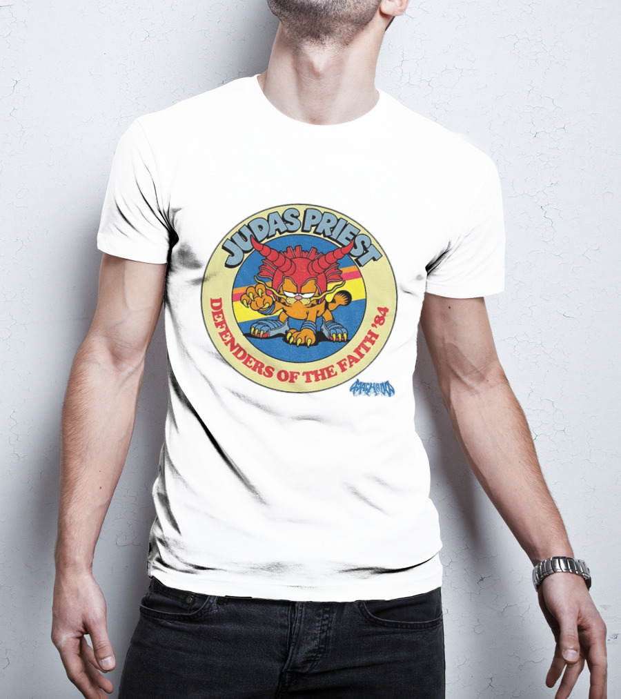 Judas Priest Defenders Of The Faith '84 Orange Cat T-Shirt