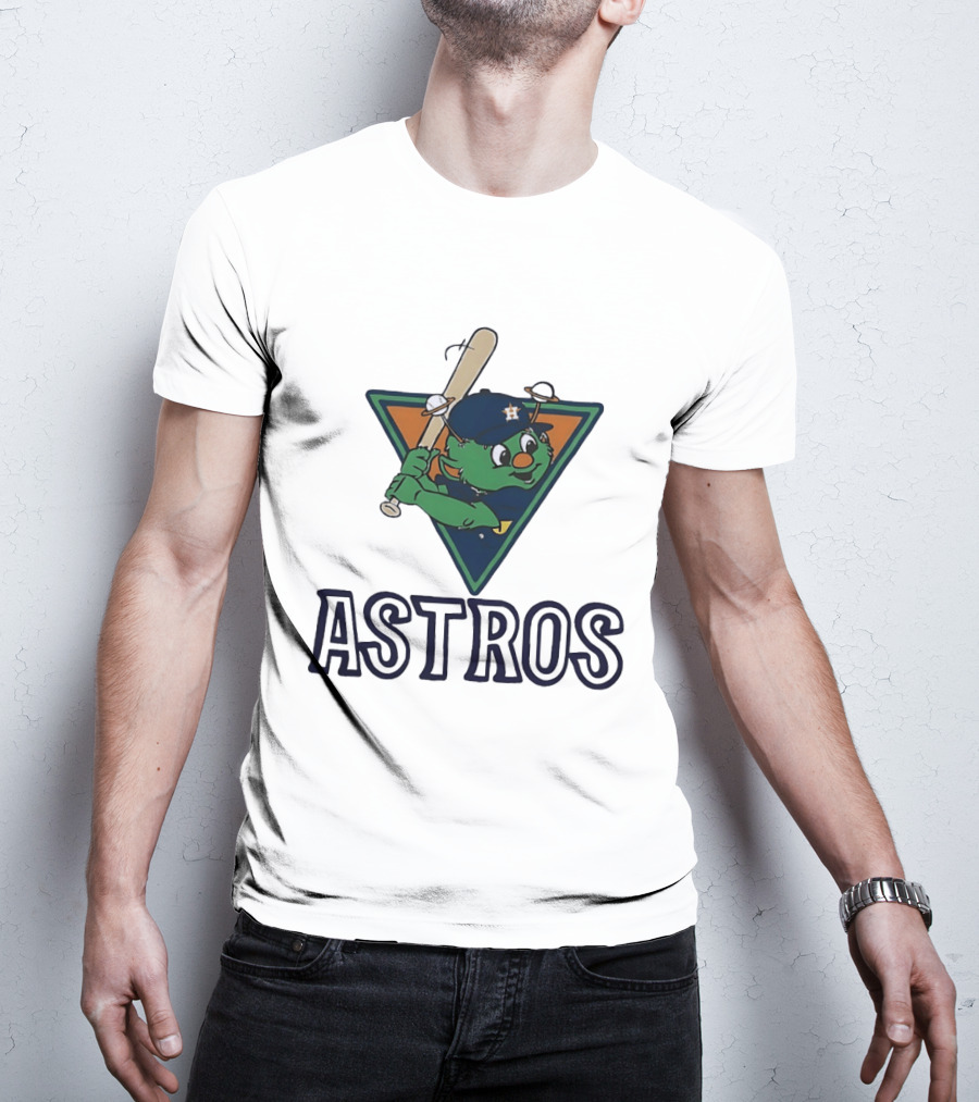 Orbit Houston Astros With Saturn Rings Baseball Bat Triangle T-Shirt