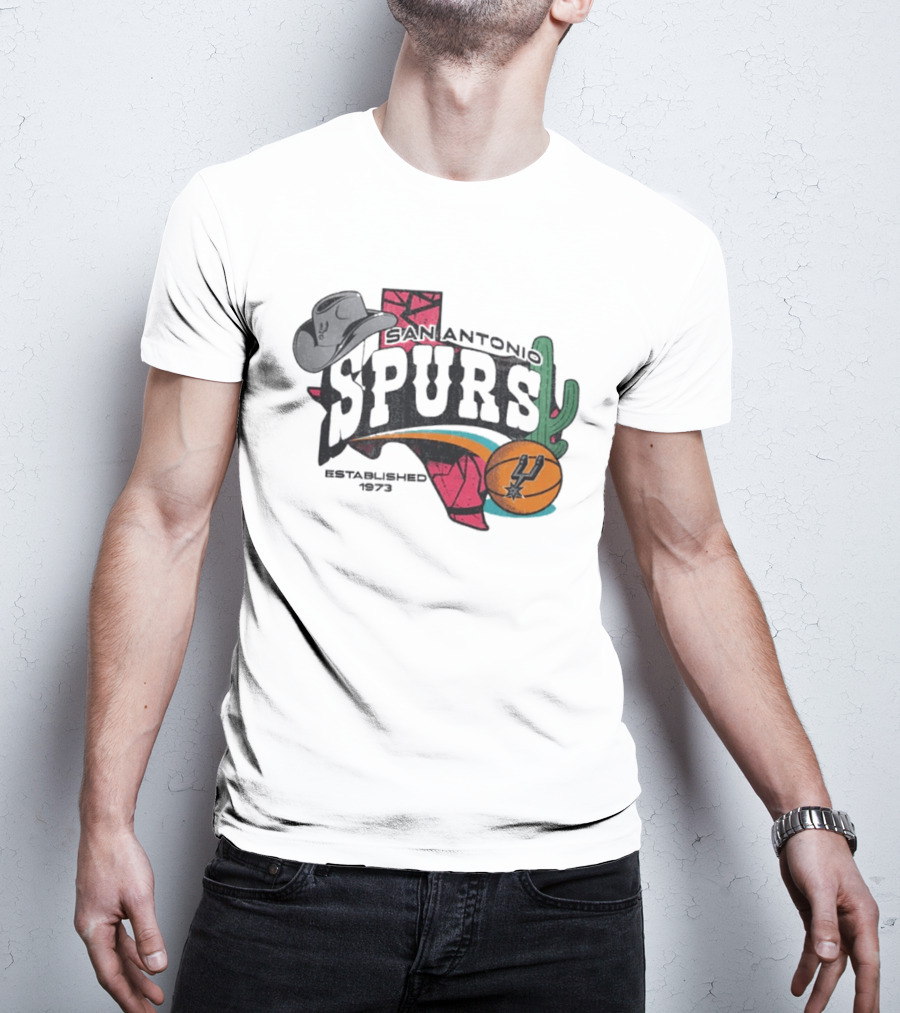 San Antonio Spurs Established 1973 Texas Cowboy Hat Cactus Basketball Team T-Shirt