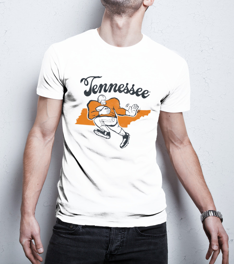 Tennessee Football Map Vintage Style Football Player T-Shirt