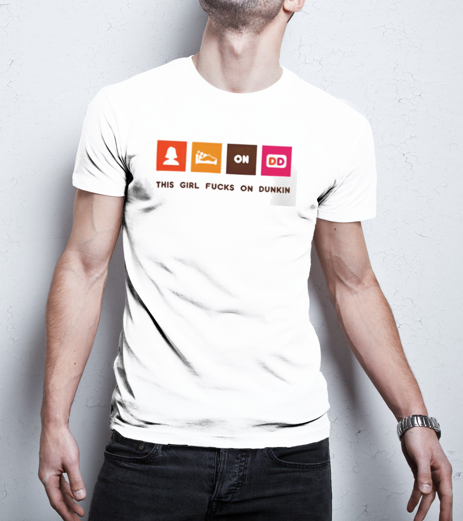 This Girl Fucks On Dunkin Retro Icon Square Blocks T-Shirt