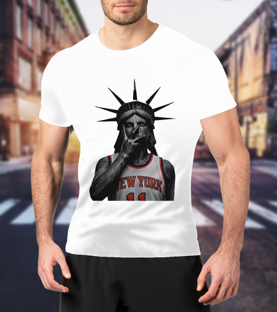 New York Knicks Jalen Brunson Statue Of Liberty Basketball Legend The Wait Is Over T-Shirt