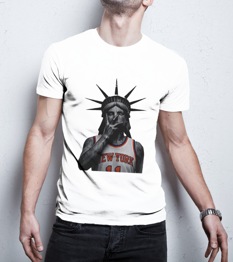 New York Knicks Jalen Brunson Statue Of Liberty Basketball Legend The Wait Is Over T-Shirt