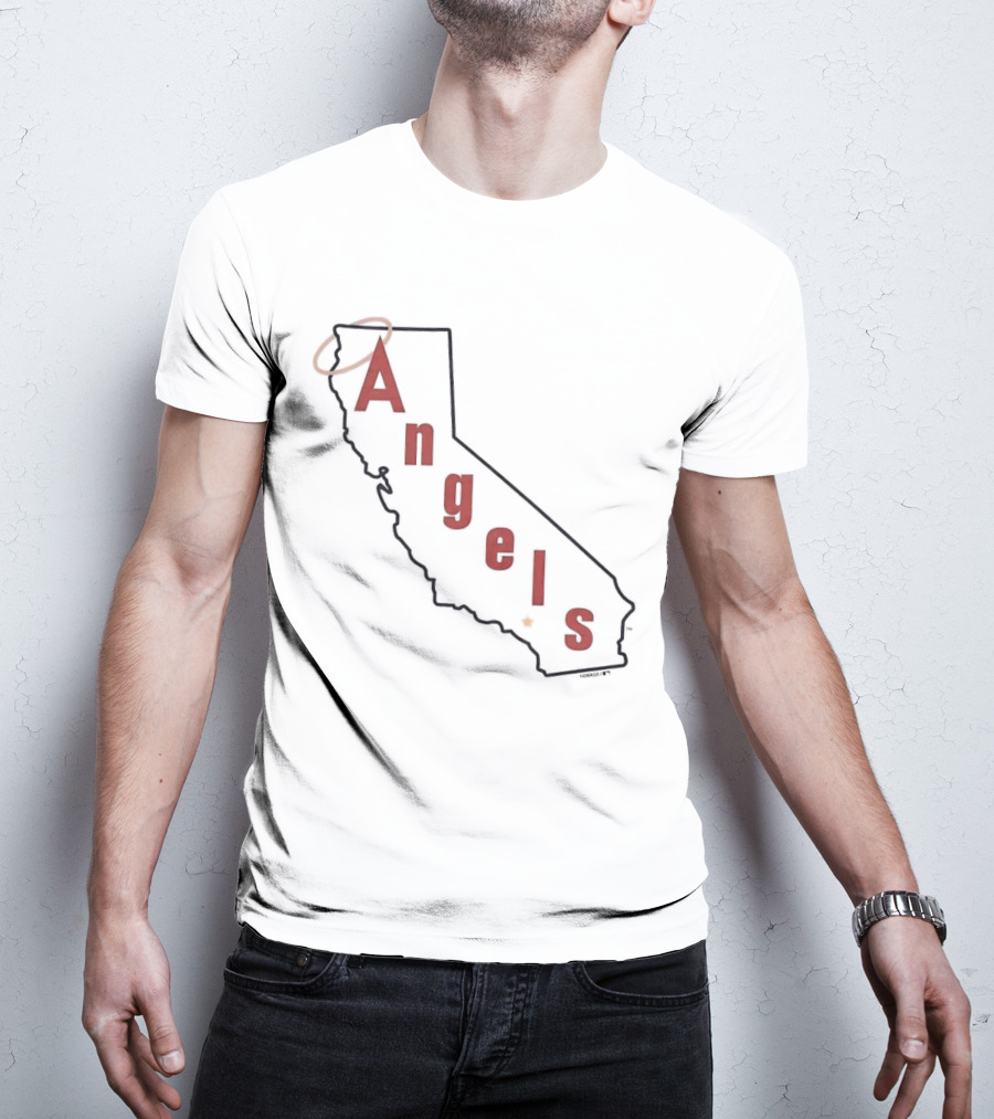 California Angels Script Los Angeles Outline With Halo T-Shirt