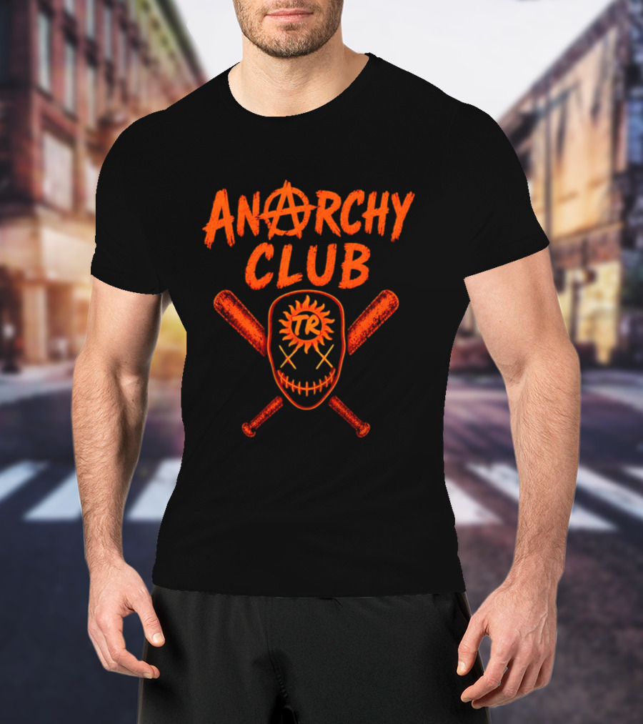 Anarchy Club Masked Face TR Crossed Bats T-Shirt