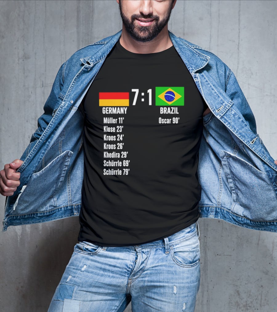 Germany 7 1 Brazil Müller Klose Kroos Khedira Schürrle Oscar Score T-Shirt