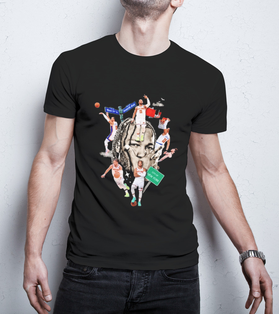 Jalen Brunson New York Knicks Collage West 31st Street Seventh Ave City Of New York T-Shirt