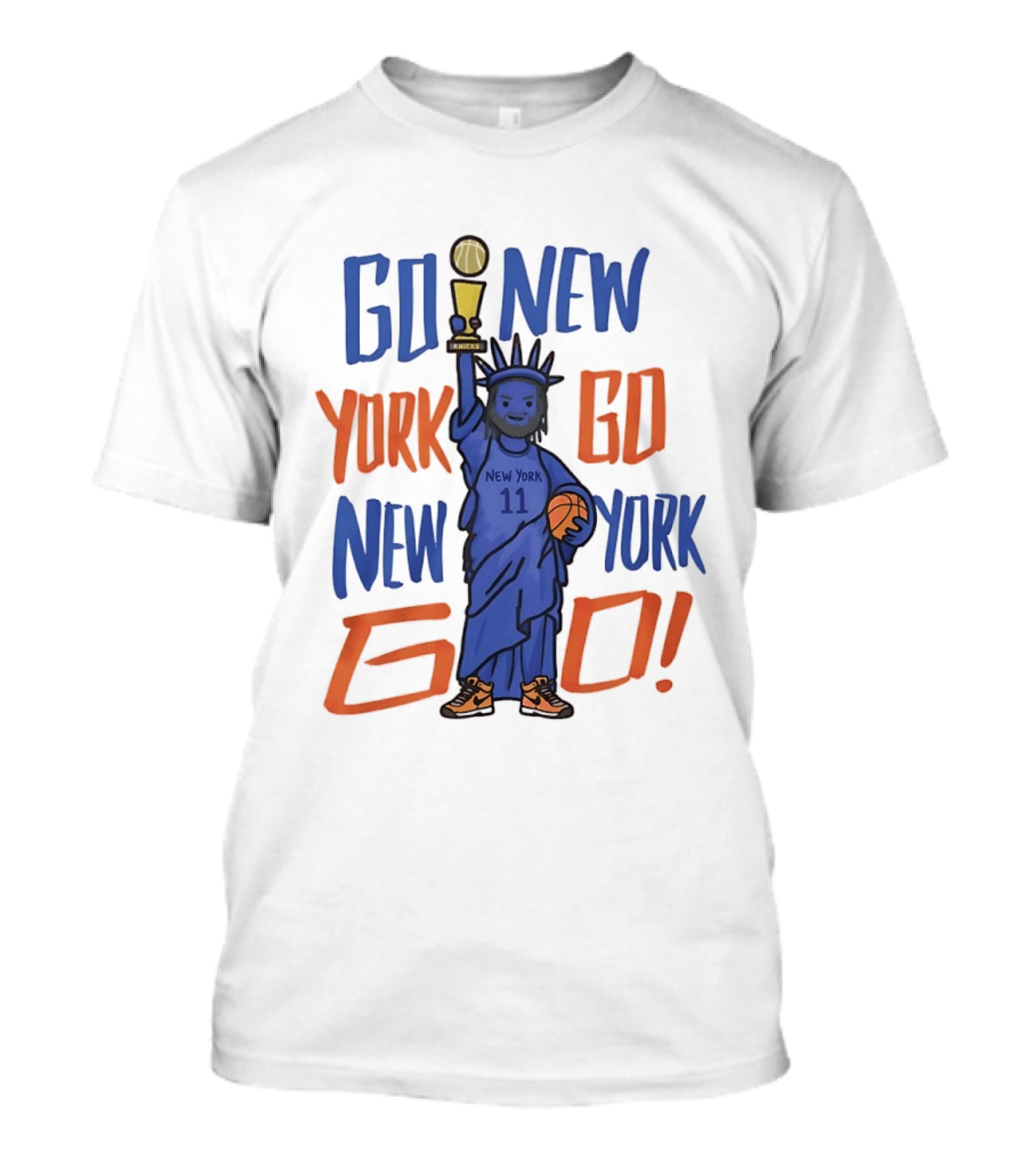 Go New York Go New York Go Jalen Brunson 11 Statue Of Liberty Basketball Trophy T-Shirt