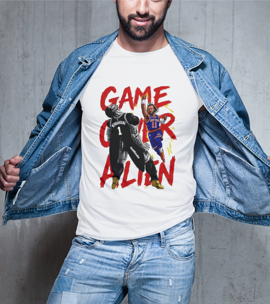 Game Over Alien Wembanyama Vs Jalen Gohan Brunson Knicks T-Shirt