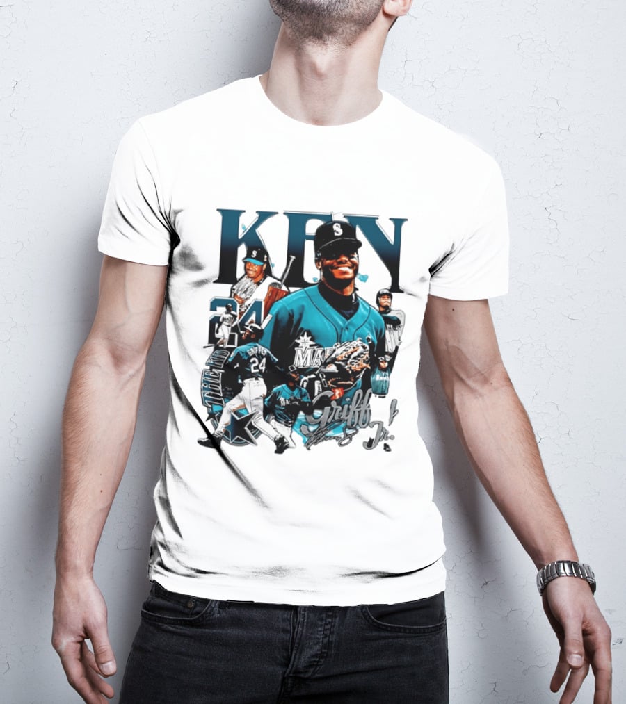Ken Griffey Jr Seattle Mariners The Kid 24 Legendary Collage T-Shirt