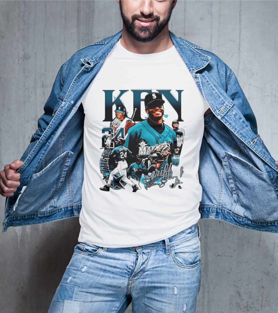 Ken Griffey Jr Seattle Mariners The Kid 24 Legendary Collage T-Shirt