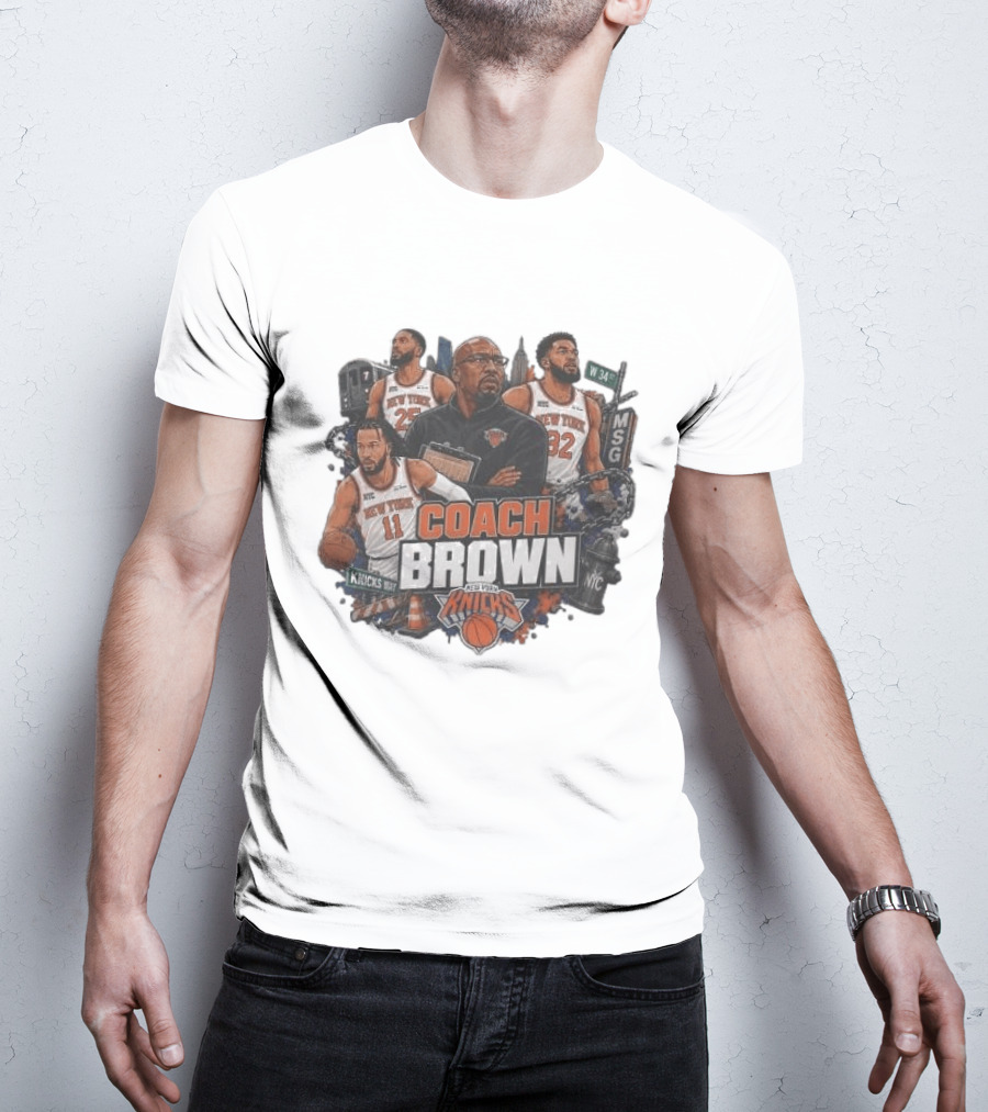 New York Knicks MSG Coach Brown Knicks Way Basketball Team 34th Street 2026 T-Shirt