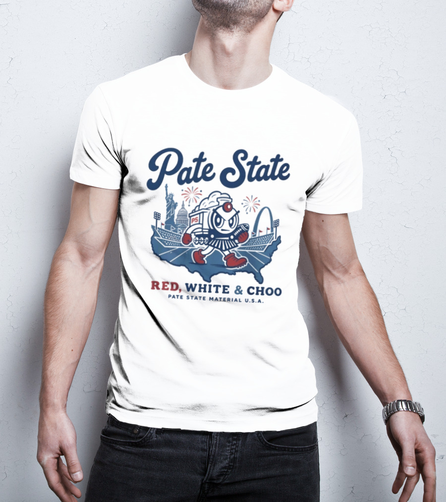Pate State Red White And Choo USA Fireworks Statue Of Liberty Arch T-Shirt