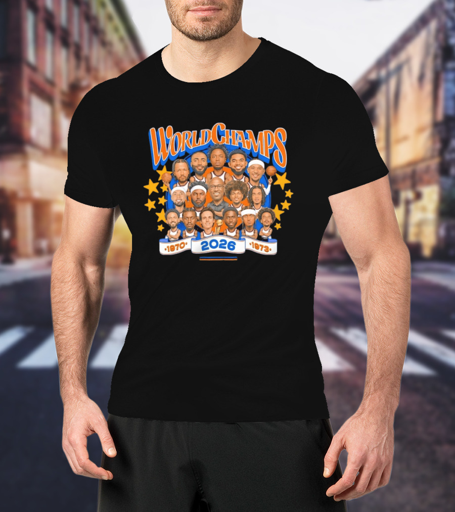 World Champs 2026 New York Knicks Team Caricature 1970 1973 T-Shirt