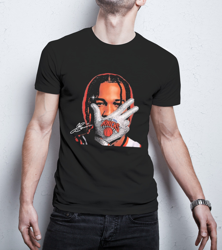 New York Knicks Jalen Brunson Iceman Signature Glove T-Shirt