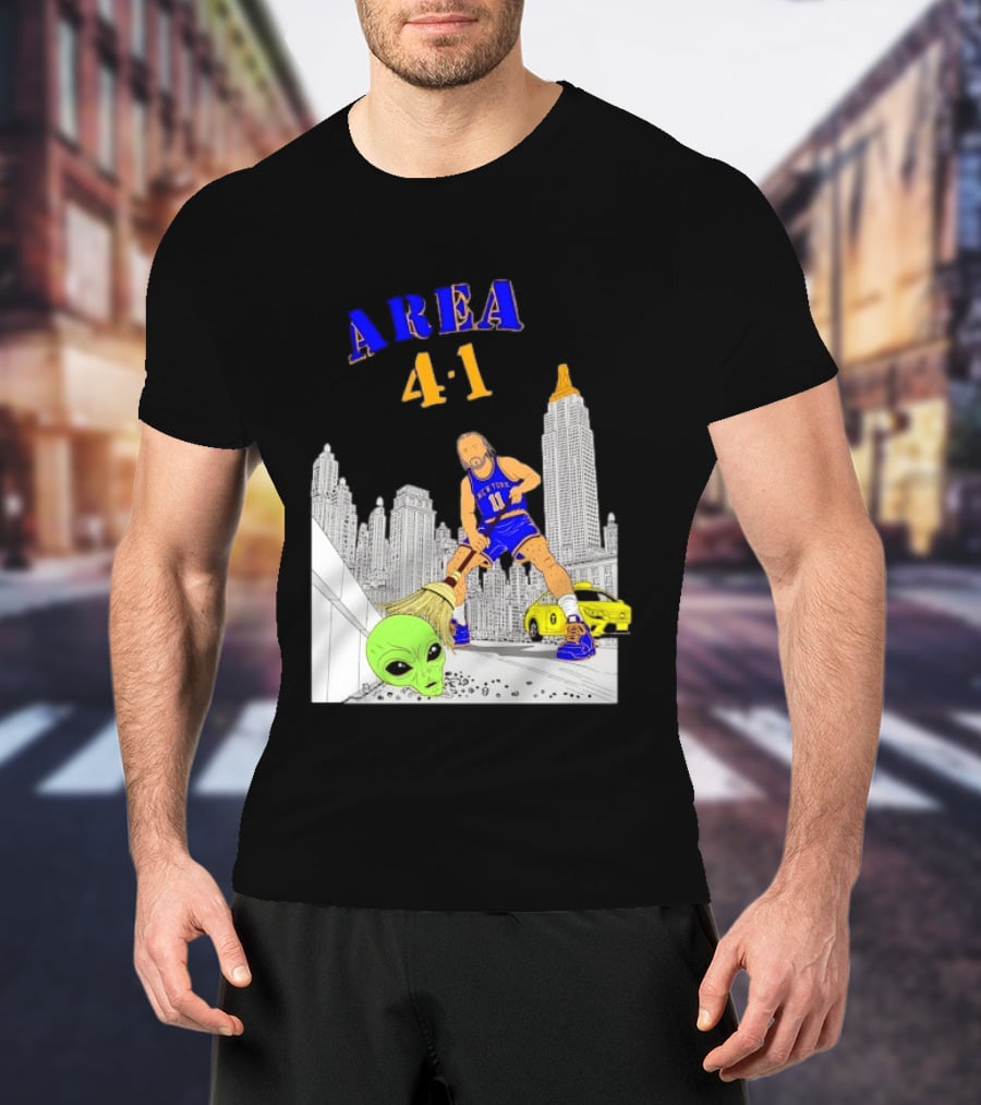 AREA 4 1 Jalen Brunson New York Knicks Vs Alien San Antonio Spurs T-Shirt