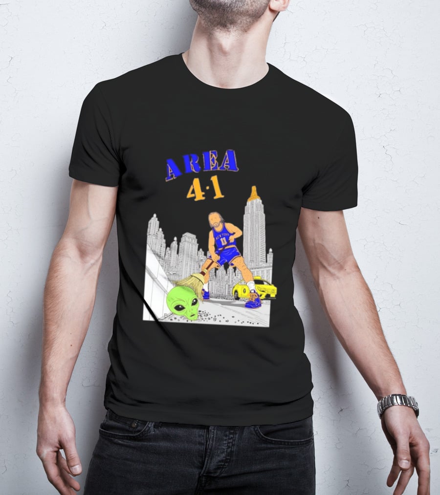 AREA 4 1 Jalen Brunson New York Knicks Vs Alien San Antonio Spurs T-Shirt