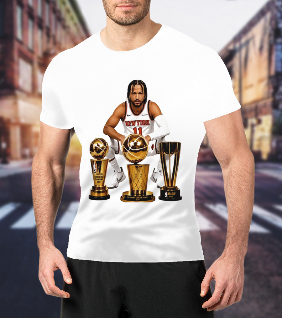 New York Knicks Jalen Brunson 11 Trophy Collection NBA Champions T-Shirt