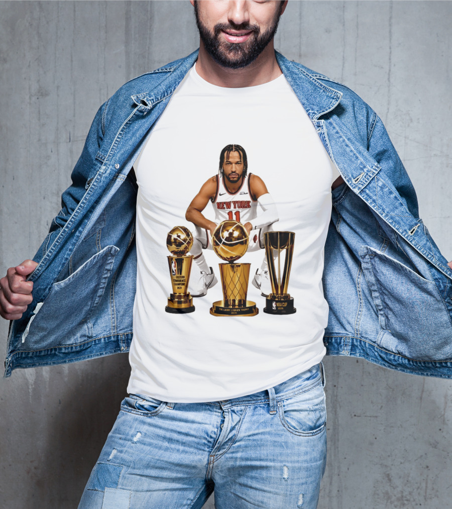 New York Knicks Jalen Brunson 11 Trophy Collection NBA Champions T-Shirt