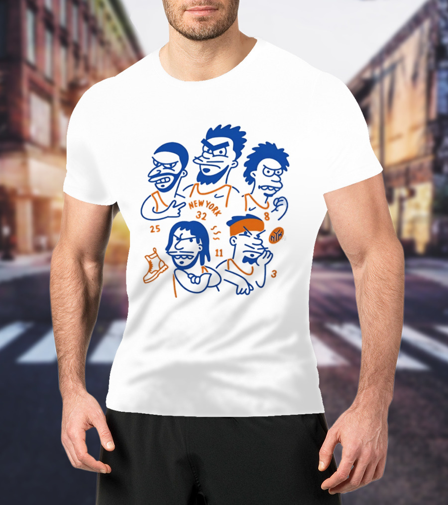 New York 32 Cartoon Characters Knicks 25 8 11 3 T-Shirt