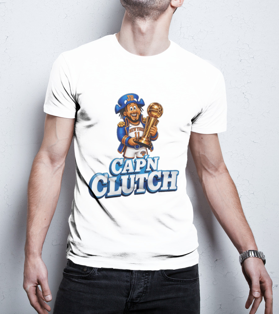 Jalen Brunson Capn Clutch New York Knicks Cartoon MVP T-Shirt